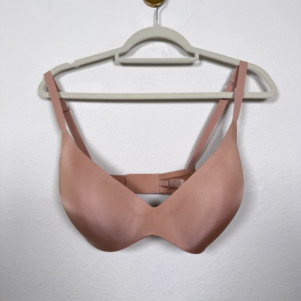 SKIMS Womens T Shirt Demi Bra Size 34DDDD Wireless Padded Neutral Ochre Tan